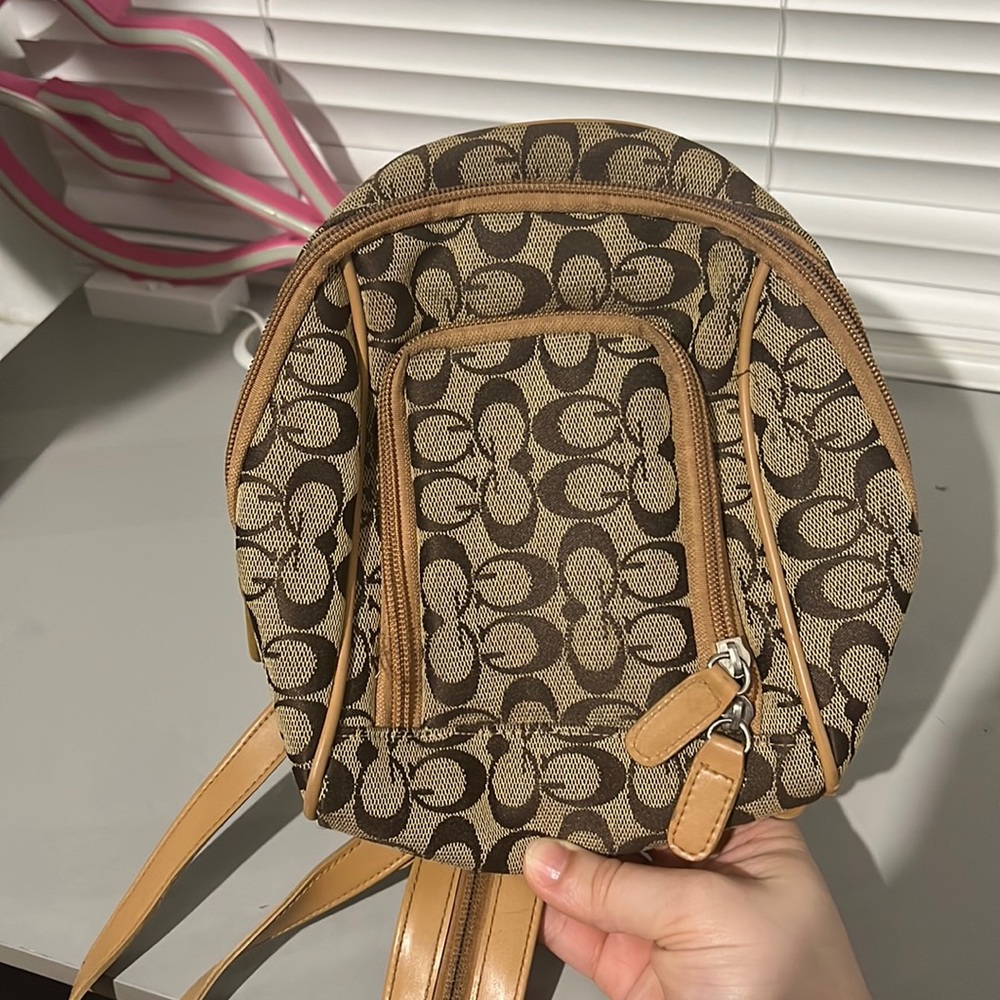 brown mini bag pack